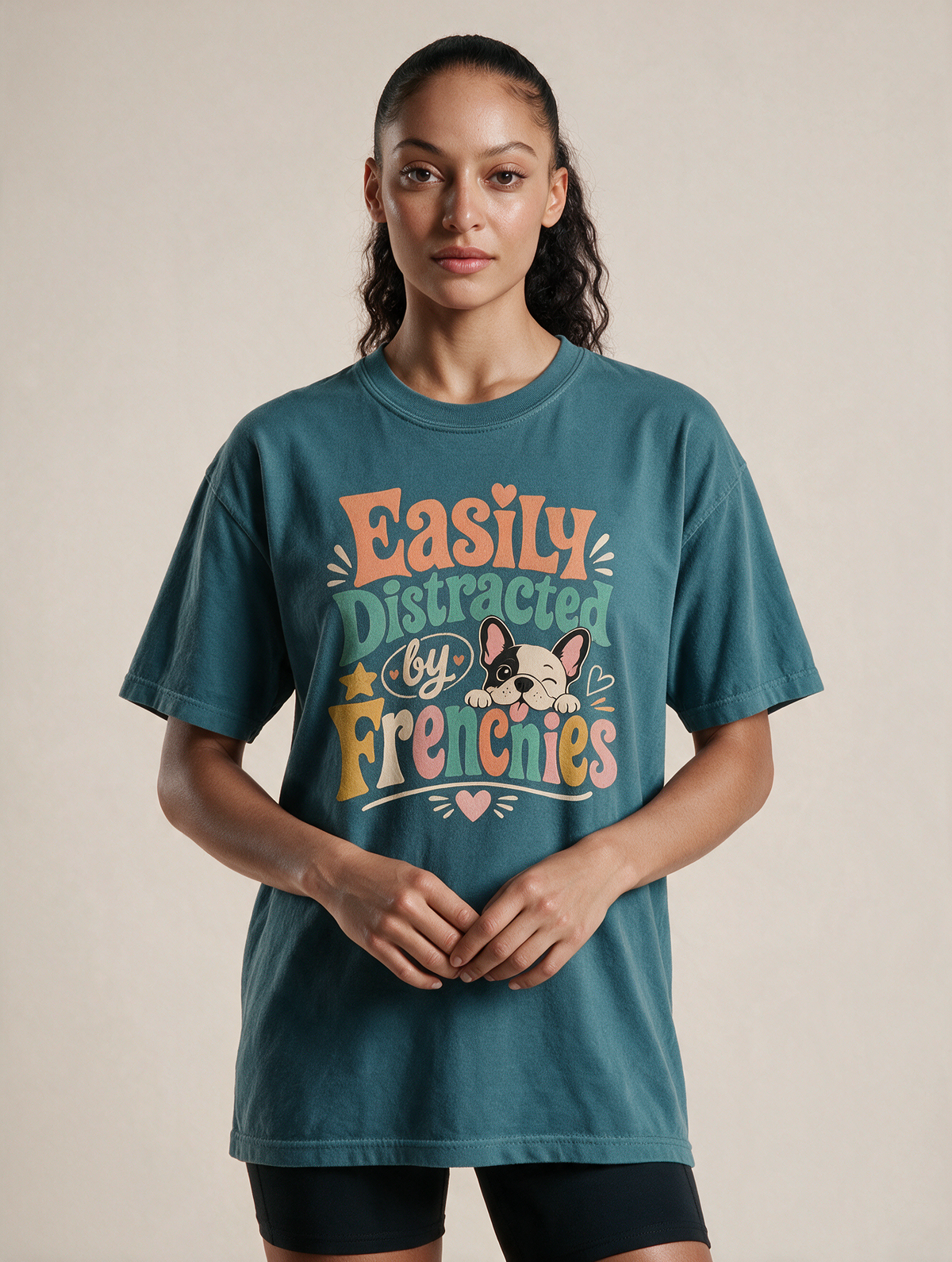 Easily Distracted by Frenchies T-Shirt — Cute French Bulldog Tee for Dog Lovers