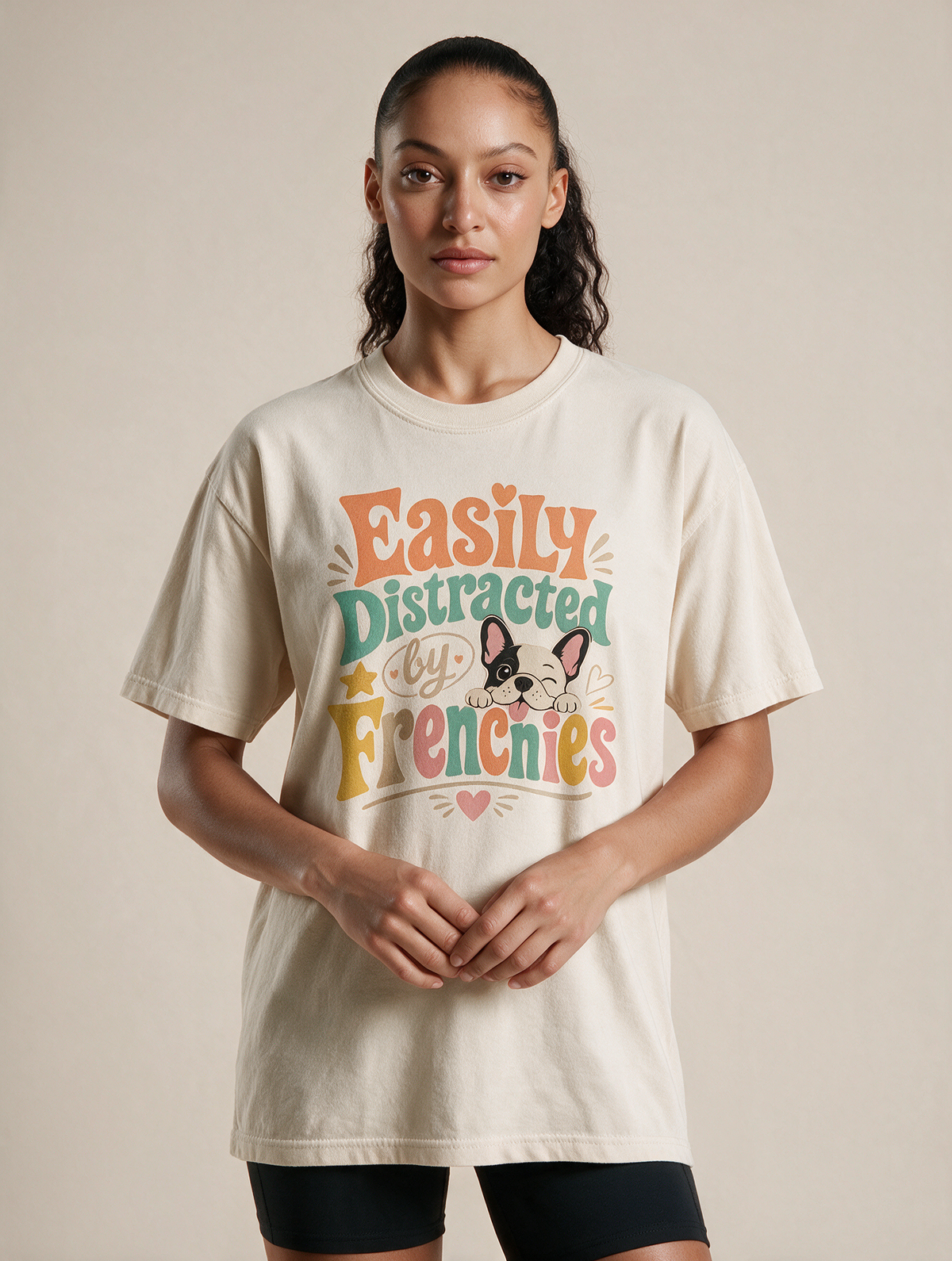 Easily Distracted by Frenchies T-Shirt — Cute French Bulldog Tee for Dog Lovers