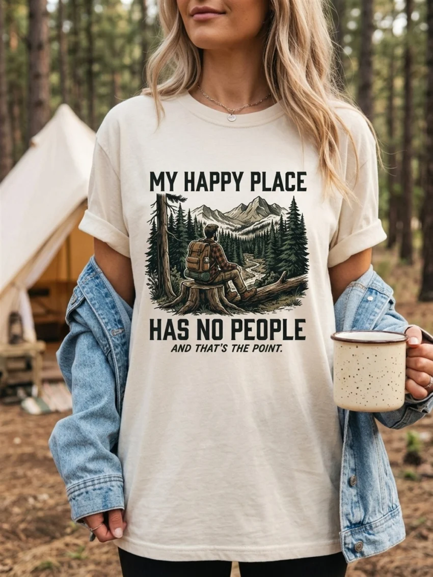Outdoor Shirt – My Happy Place Has No People Camping Tee