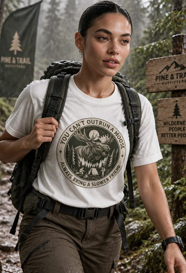 Funny Camping Shirt – You Can't Outrun a Moose Tee